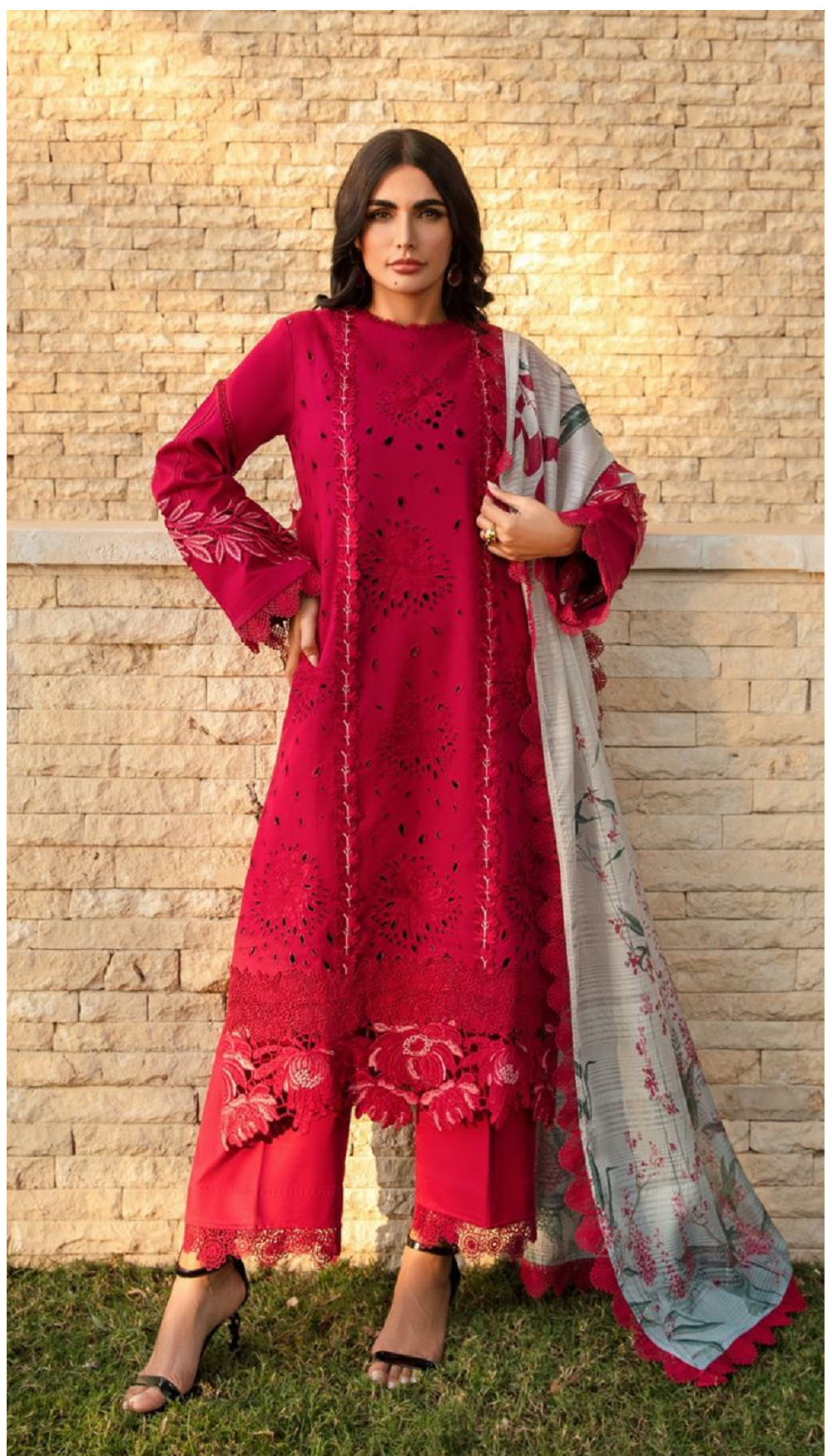 RANGRASIYA X WEARZA MOST UNIQUE ARTICLE OF THE YEAR PREMIUM PURE CHIKANKARI LAWN 2024 - Wearza
