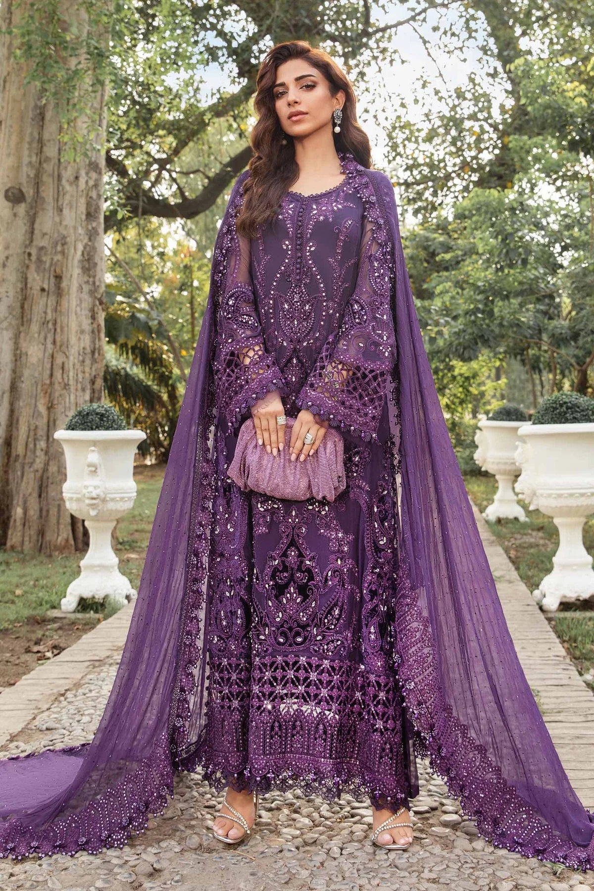 chiffon dresses brands in pakistan Ramsha Lavender Chiffon Suit