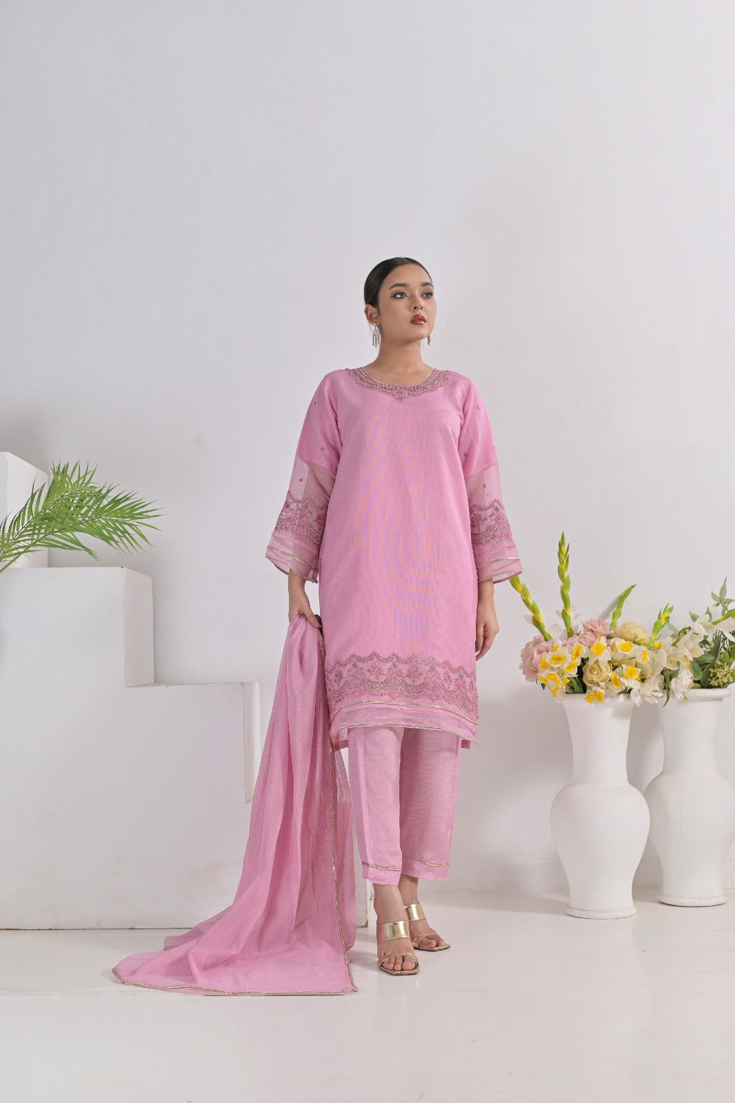 Jhil Mil Premium Khaddi Net Dress 2024