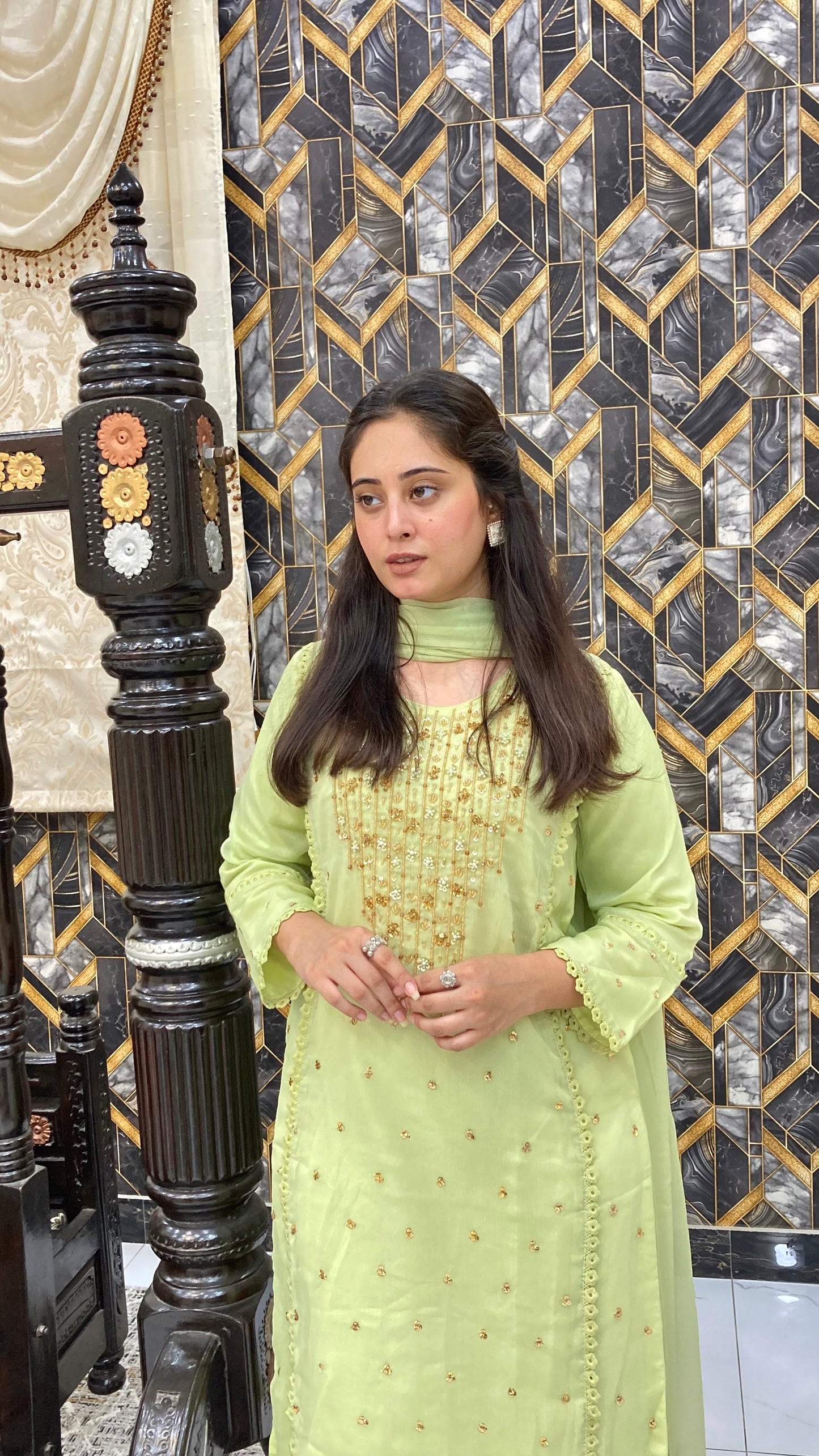 Wearza Aangan 3Pc Semi Pure Chiffon Dress 2025