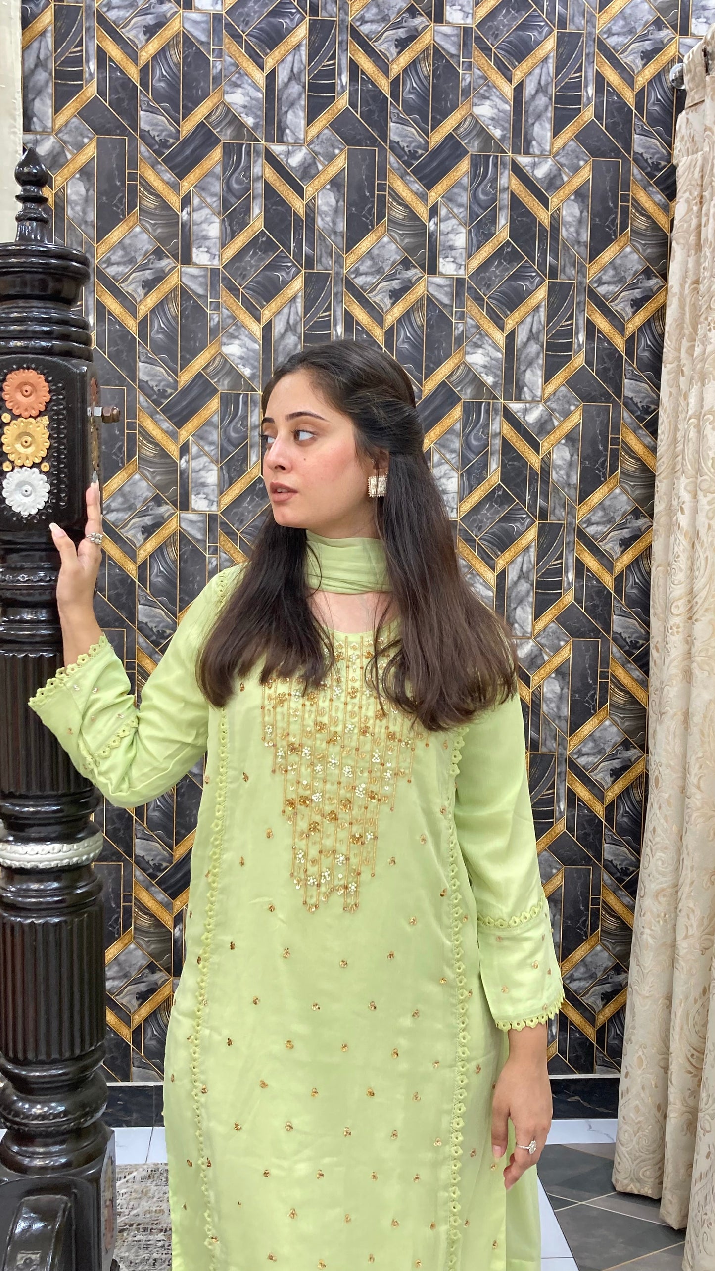 Wearza Aangan 3Pc Semi Pure Chiffon Dress 2025