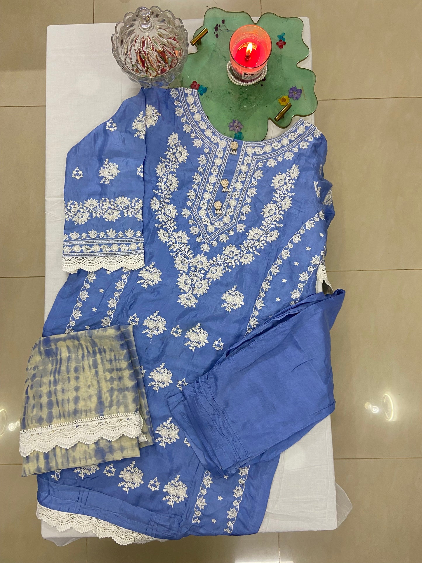 Radiance Raw Silk Stitched Dress 2024