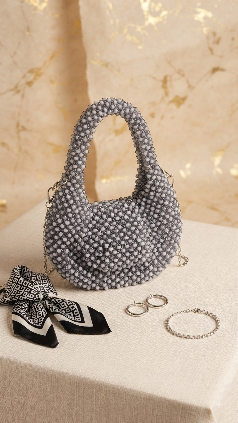 Midnight Pearl – Handmade Beaded Evening Bag 07