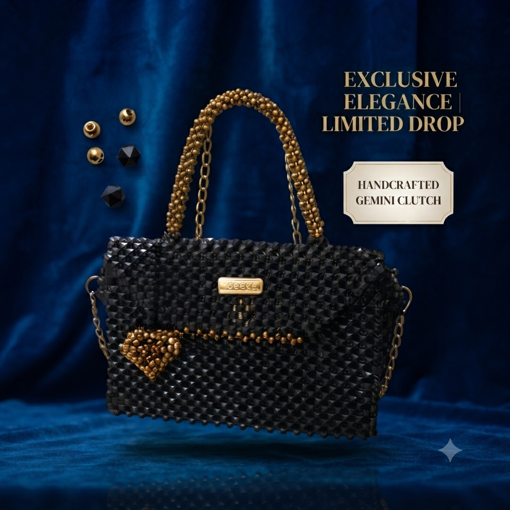 The Shadows’ Elegance – Handmade Gemini Clutch Beaded Bag 06