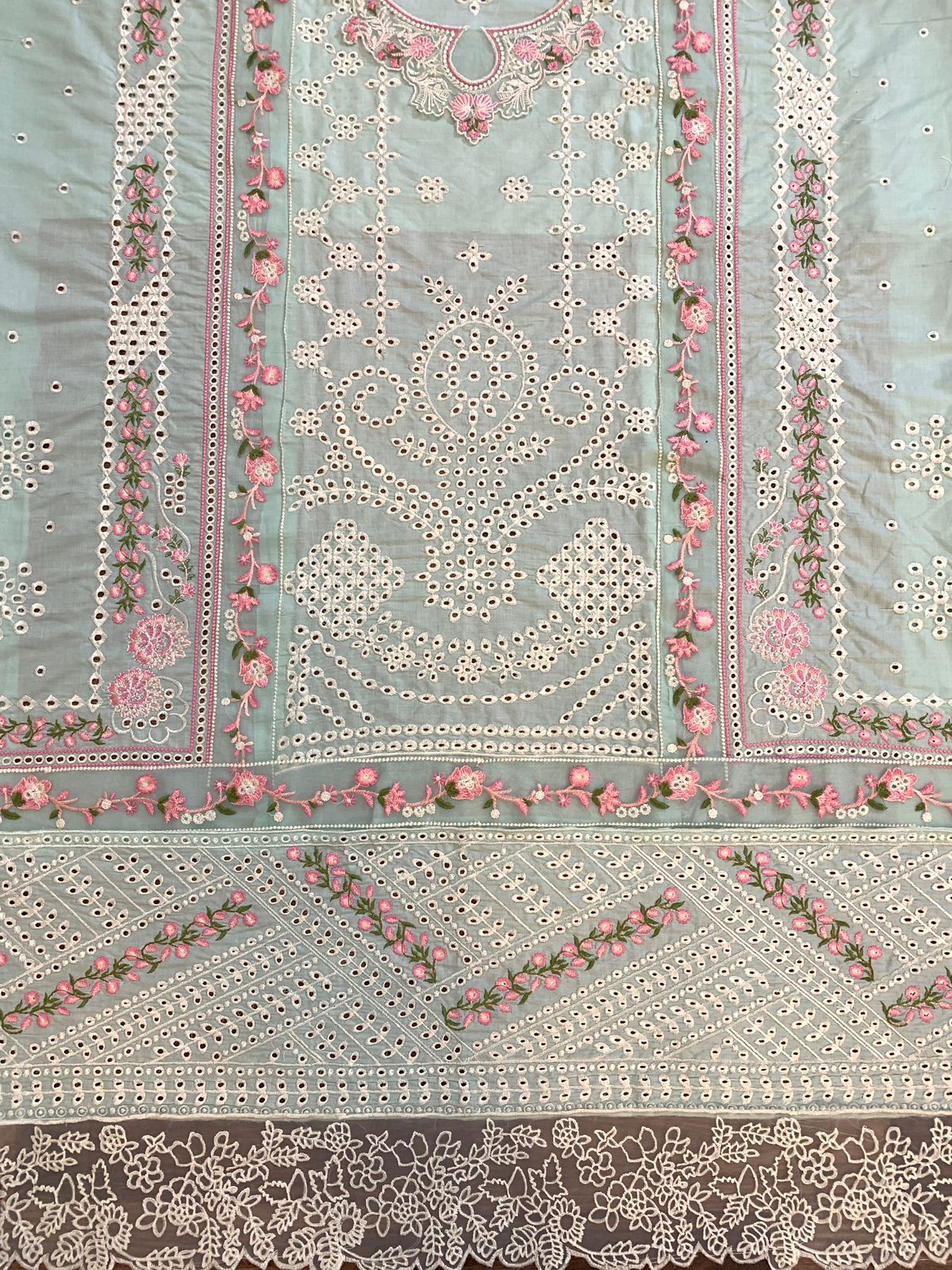 Bin Ilyas Newly Launched Sky & Pink Chikankari Demanding With Organza Duppata 2024 - Wearza