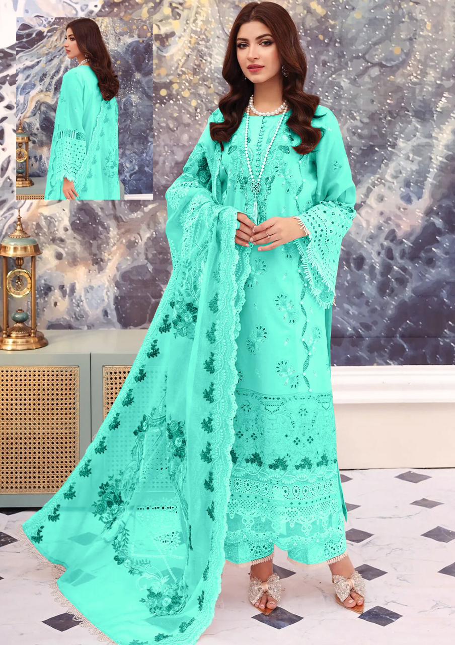 Bin Ilyas X Wearza Newly Most Iconic Article Premium Pure Lawn Chikankari With  Digital Printed Silk Dupata 2024 main image 1
