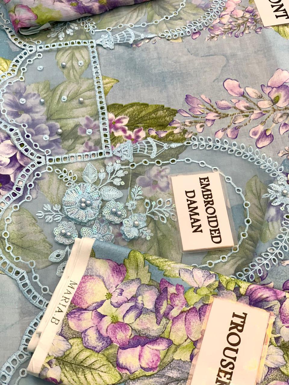 Maria b M-Print W-1801A/B Digital Printed Pure Lawn With Pure Chiffon Duppata 2024 - Wearza