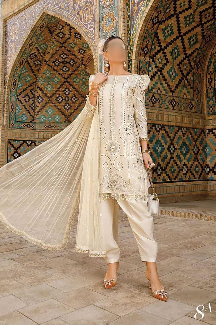 Maria B Chikankari Wz-021 Luxury Premium Chikankari Pure Lawn With Chiffon Duppata 2024 WEARZA