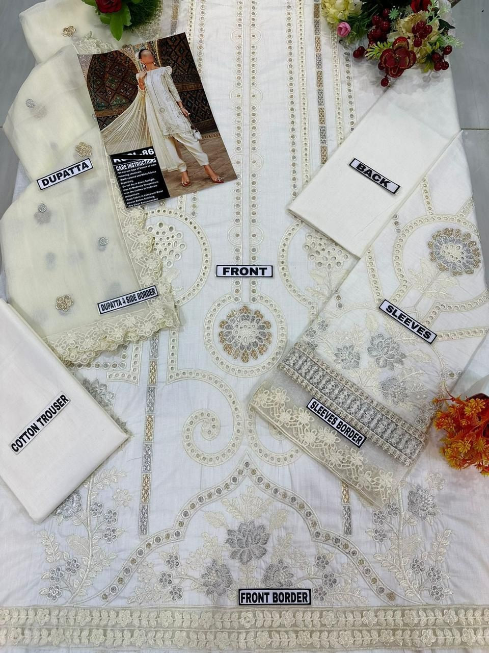 Maria B Chikankari Wz-021 Luxury Premium Chikankari Pure Lawn With Chiffon Duppata 2024 WEARZA