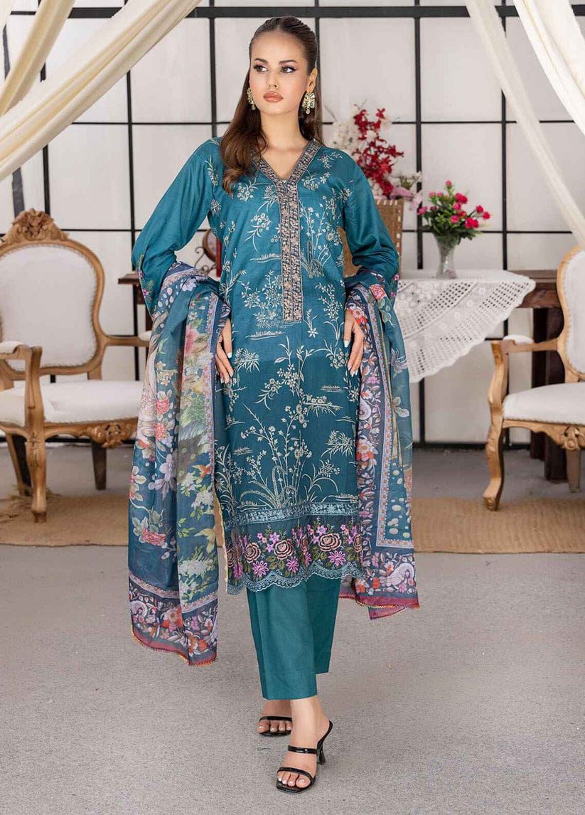 Wearza Wz-450 Premium Printed Lawn With Indian Silk Duppata 2024 WEARZA
