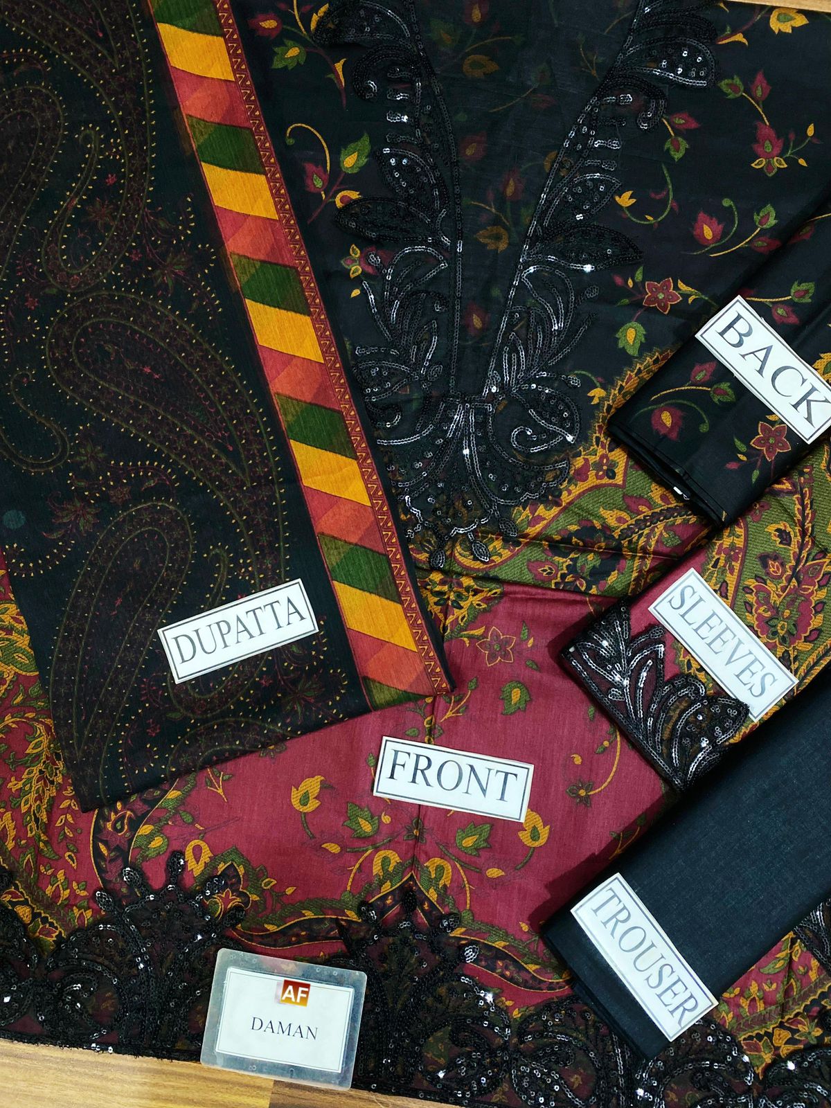 Maria b M Print Premium Pure Lawn Seq Work With Chiffon Duppata 2025