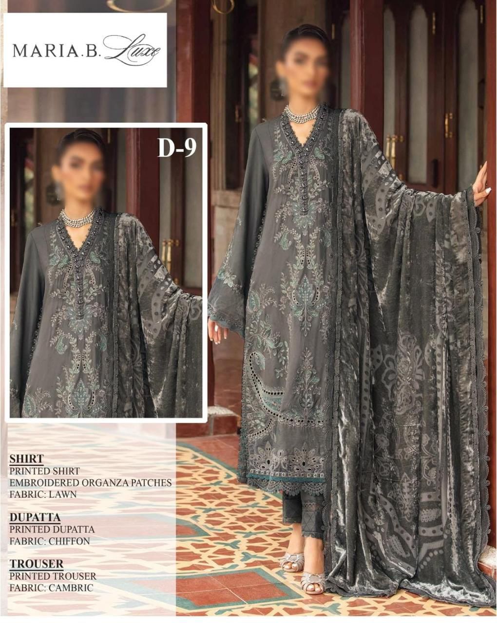 Maria b M Print Wz-D-09 Premium Pure Lawn With Semi Pure Chiffon Duppata 2025
