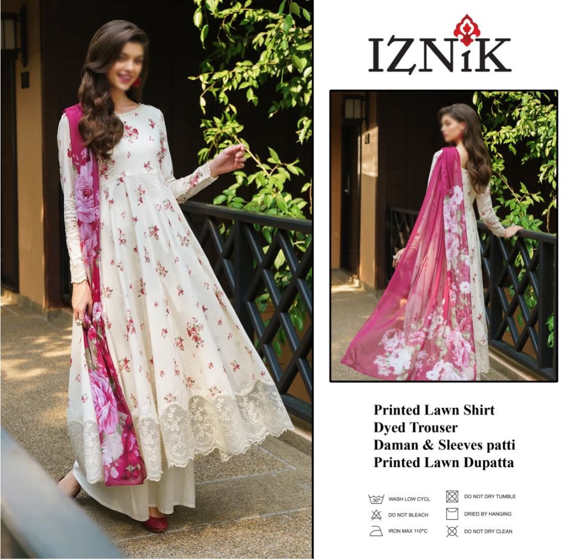Iznik Most Beautiful Dress Wz-23 Premium Pure Lawn With Fantastic Printed Chiffon Duppata 2025