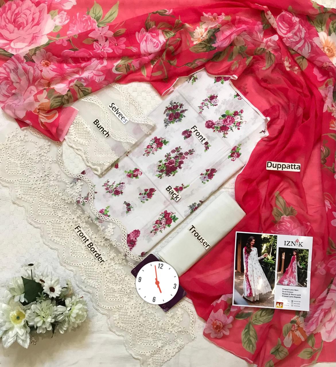Iznik Most Beautiful Dress Wz-23 Premium Pure Lawn With Fantastic Printed Chiffon Duppata 2025