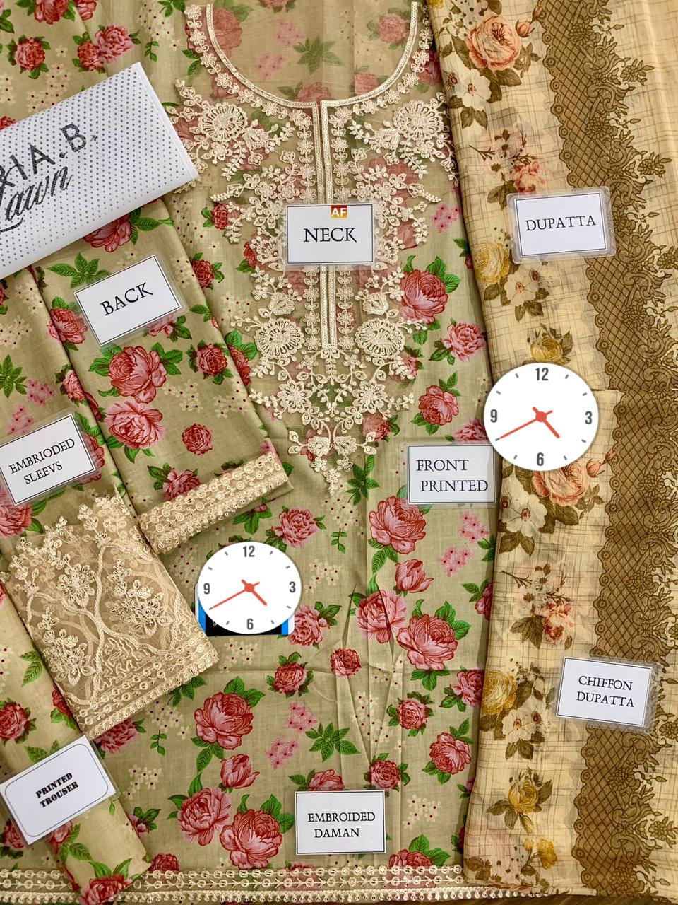 Baroque Beautiful Dress Wz-43 Premium Pure Lawn With Printed Chiffon Duppata 2025