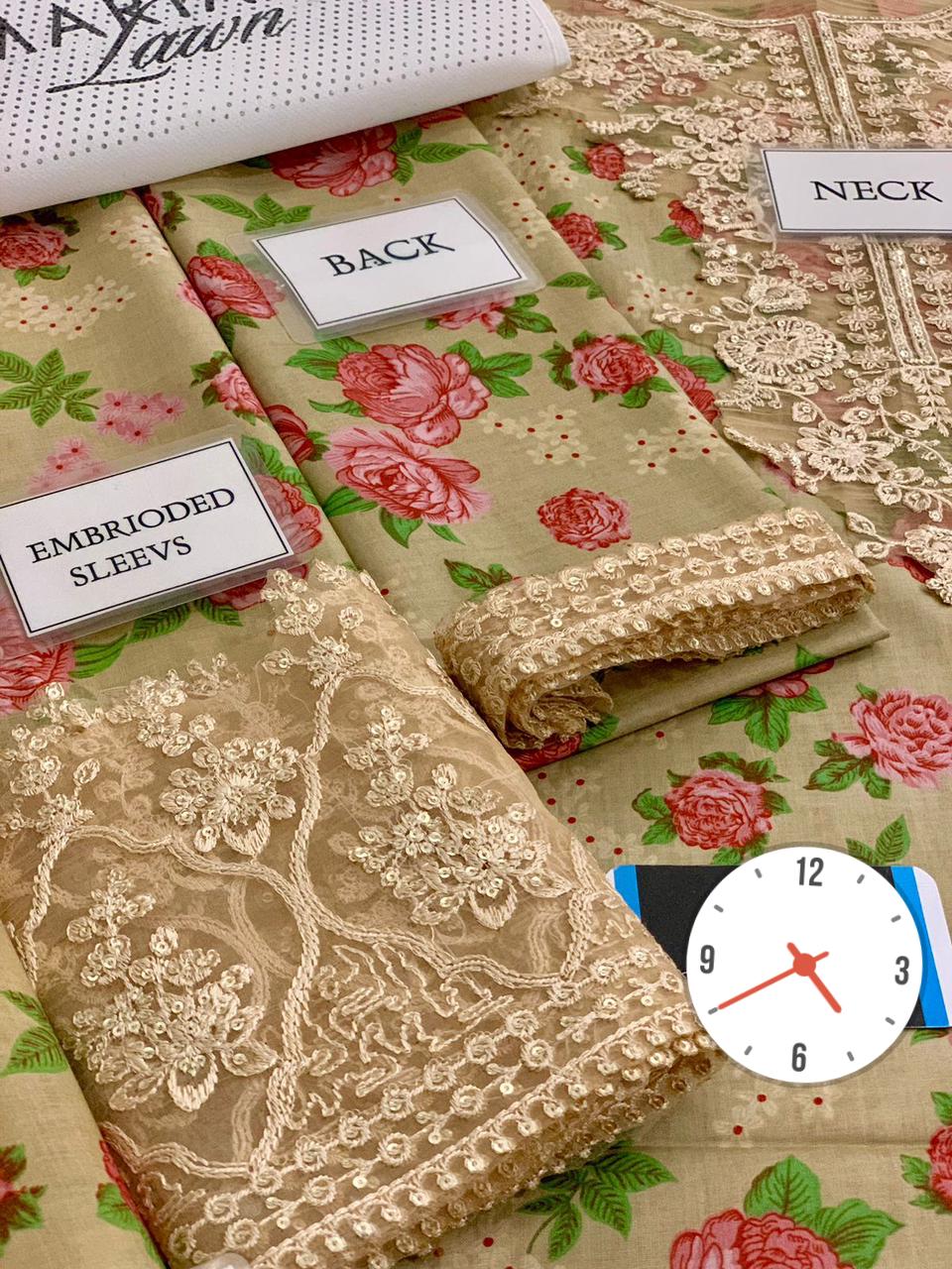 Baroque Beautiful Dress Wz-43 Premium Pure Lawn With Printed Chiffon Duppata 2025