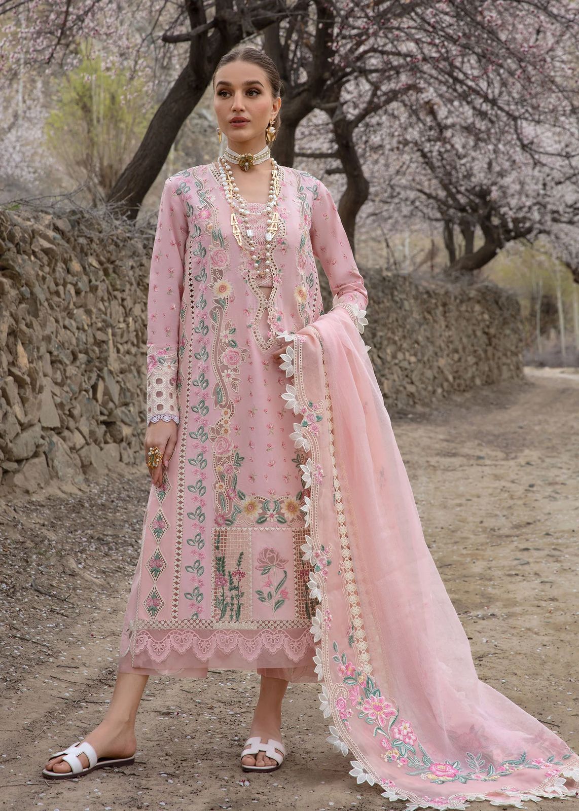 Crimson Wz-02 Most Hot Code Premium Pure Lawn Chikankari Dress With Organza Duppata 2025