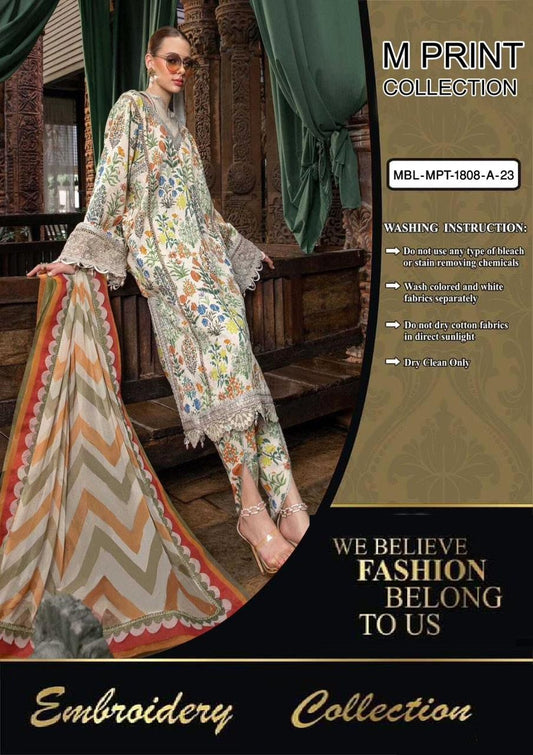 Maria b M Print Wz-07 Premium Pure Lawn Dress Eid Collection 2025