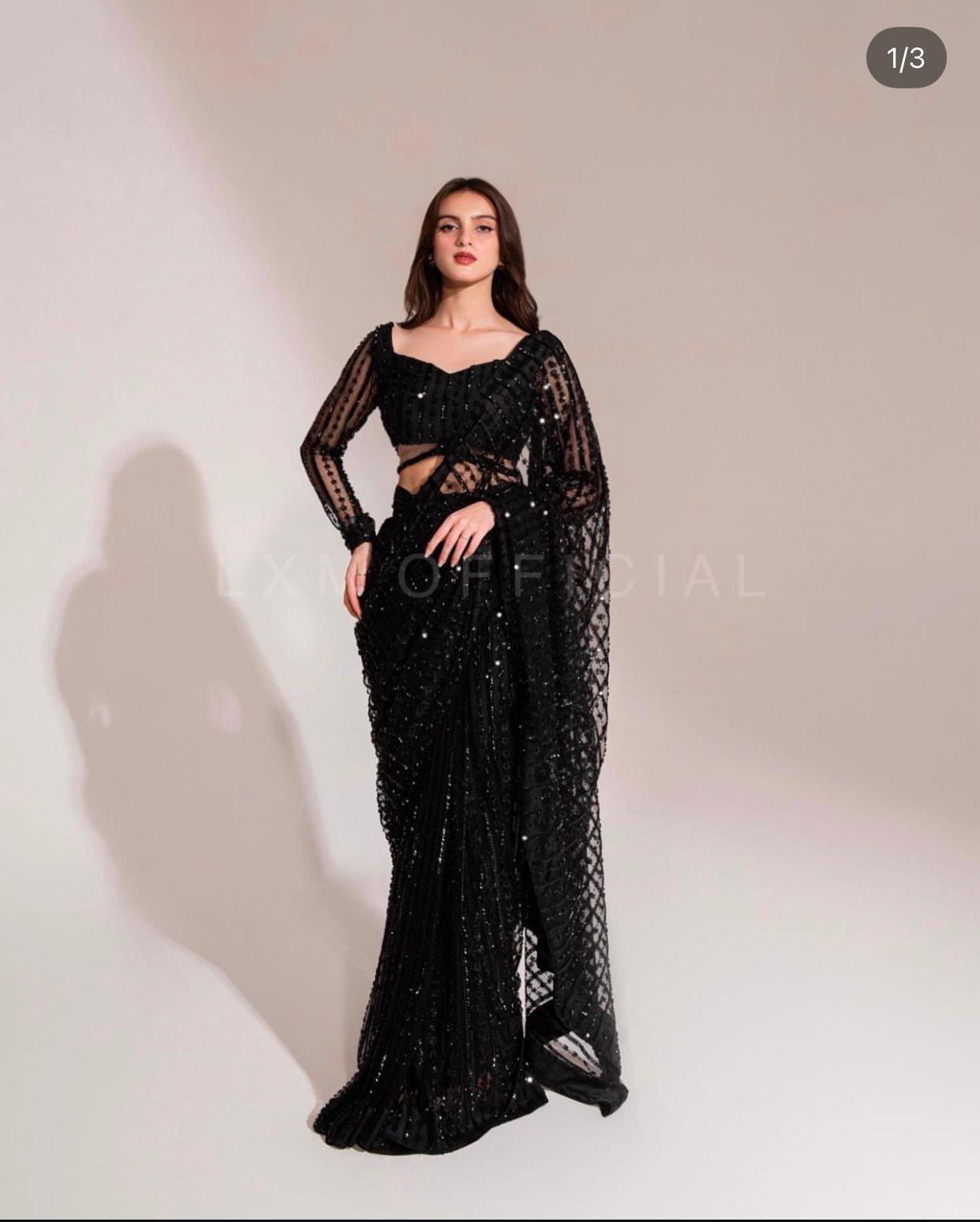 Maria b X Wearza 100% Soft Net Pakistani Best Saree Adda Work 2025