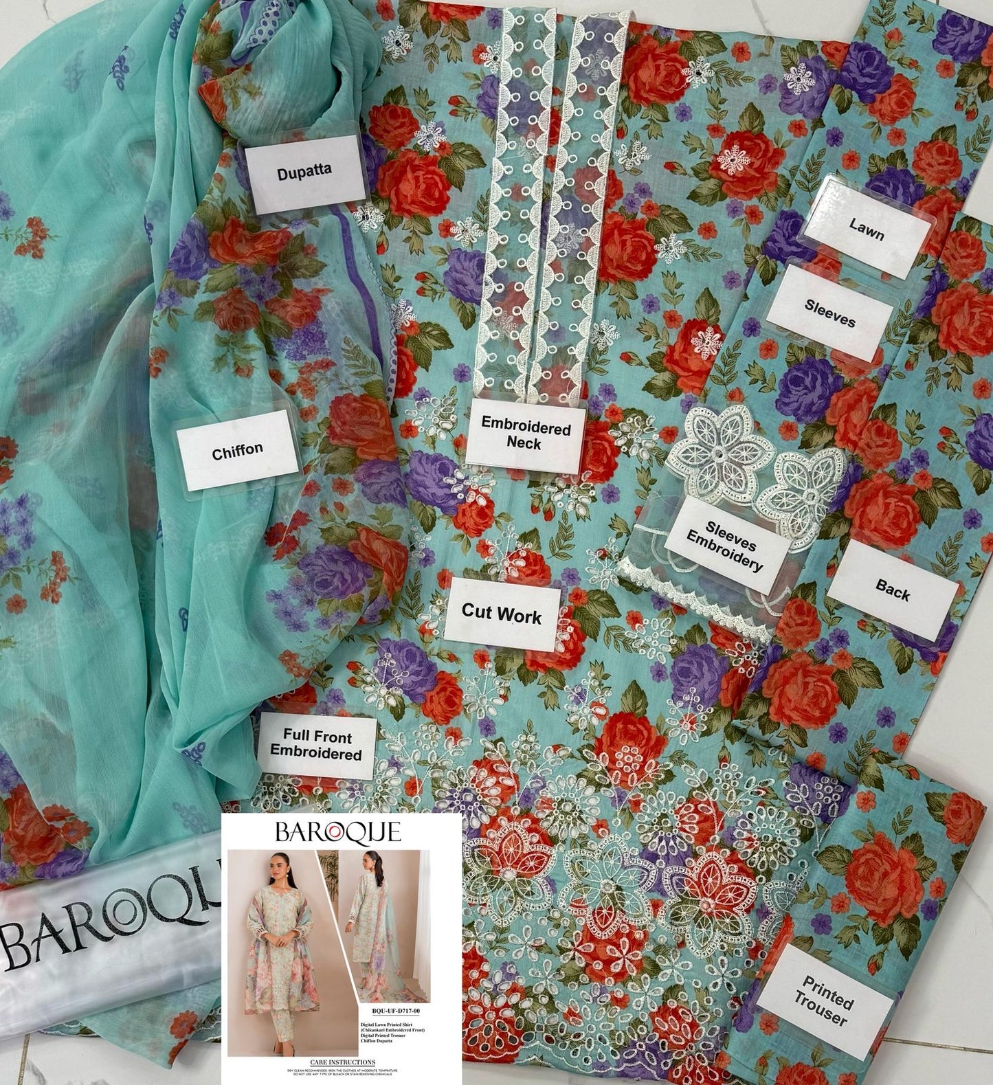 Baroque Wz-136 Luxury Pure Lawn Embroidered Eid Collection 2025