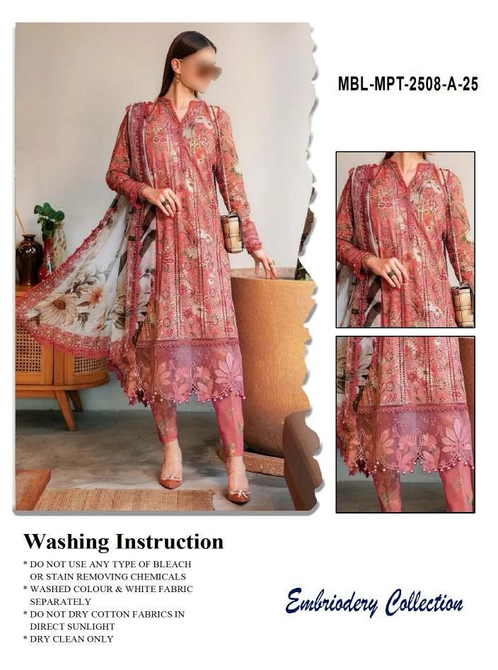 Maria B M Print Wz-250 Luxury Pure Lawn Embroidered Scifflie Eid Collection 2025