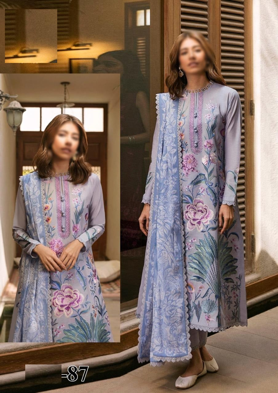 Zaha Wz-459 Luxury Pure Lawn Embroidered Eid Collection 2025