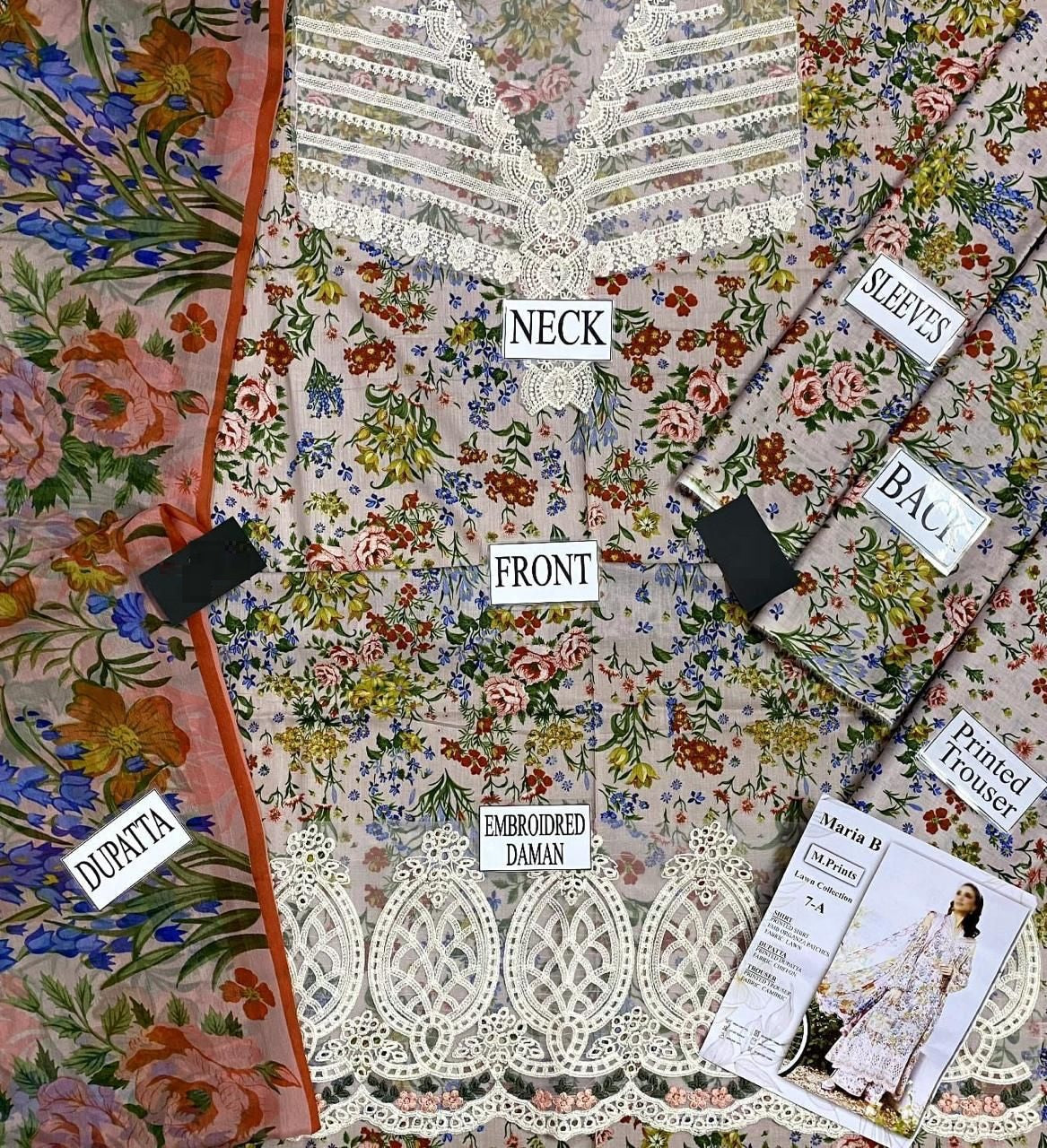 Maria B M Print Wz-250/7B Luxury Pure Lawn Embroidered Eid Collection 2025