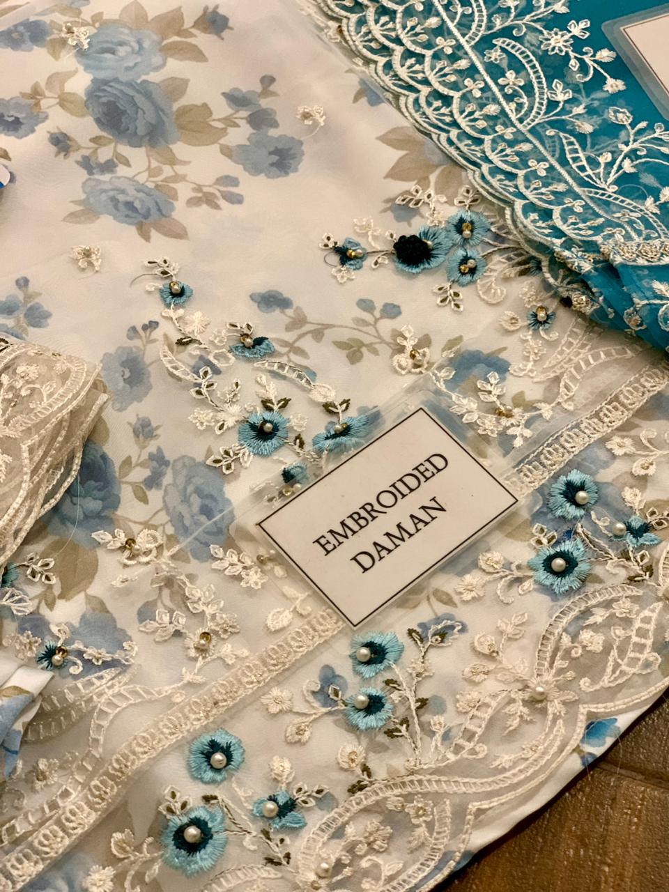 Wearza Wz-588 Luxury Semi Pure Chiffon Embroidered Eid Collection 2025