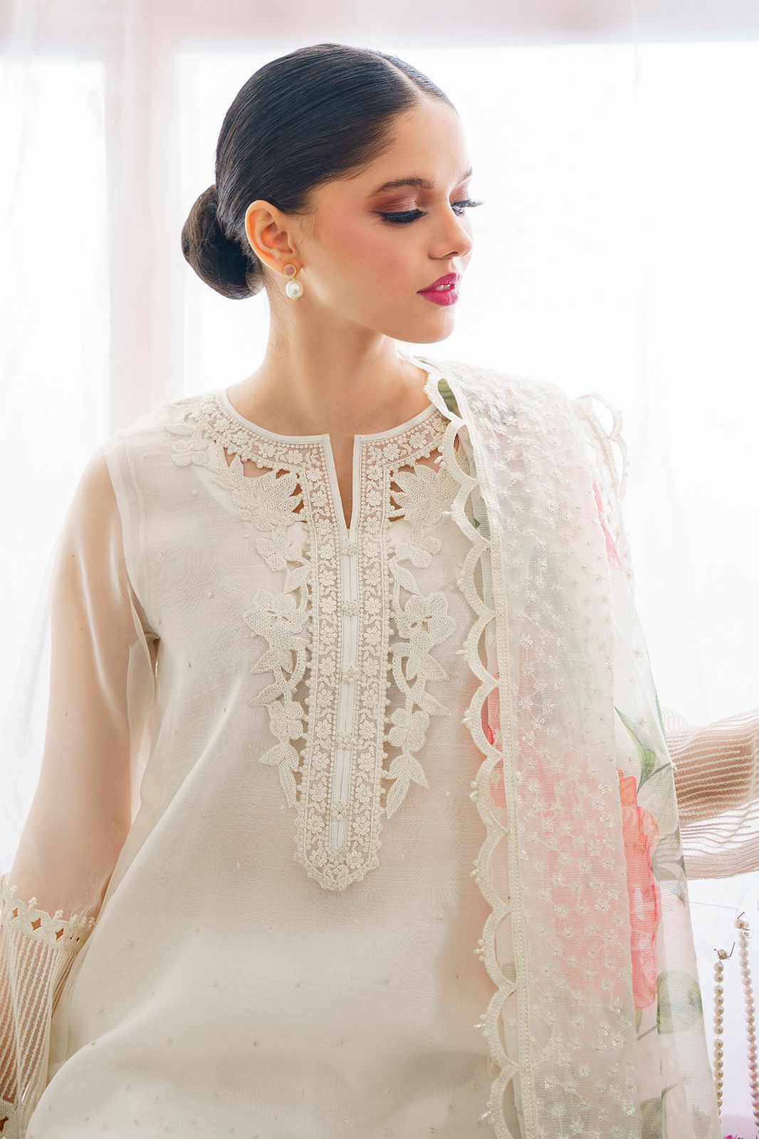 Baroque Pure Organza Embroidered Dress 2025