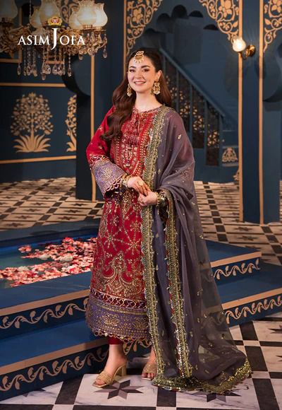 Asim Jofa Wz=761 Premium Pure Lawn Cotton Emb Dress 2025