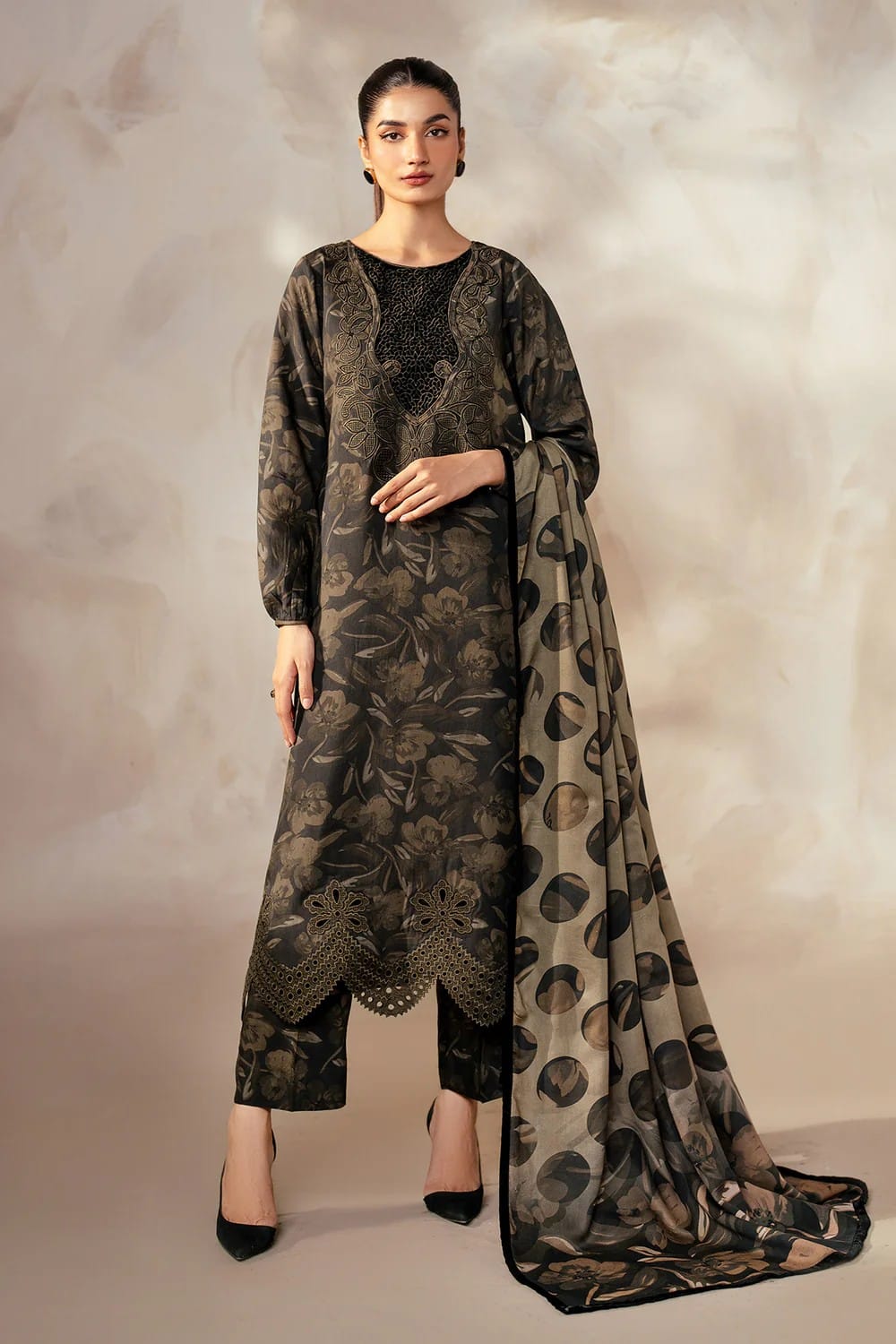 Iznik Digital Printed Emb Dress With SIlk Duppata 2025