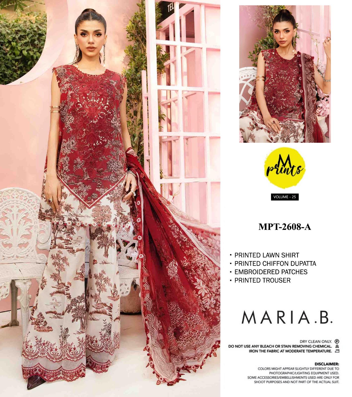 Maria b M Print Wz=774 3 Pcs Premium Pure Lawn With Chiffon Dupatta 2025