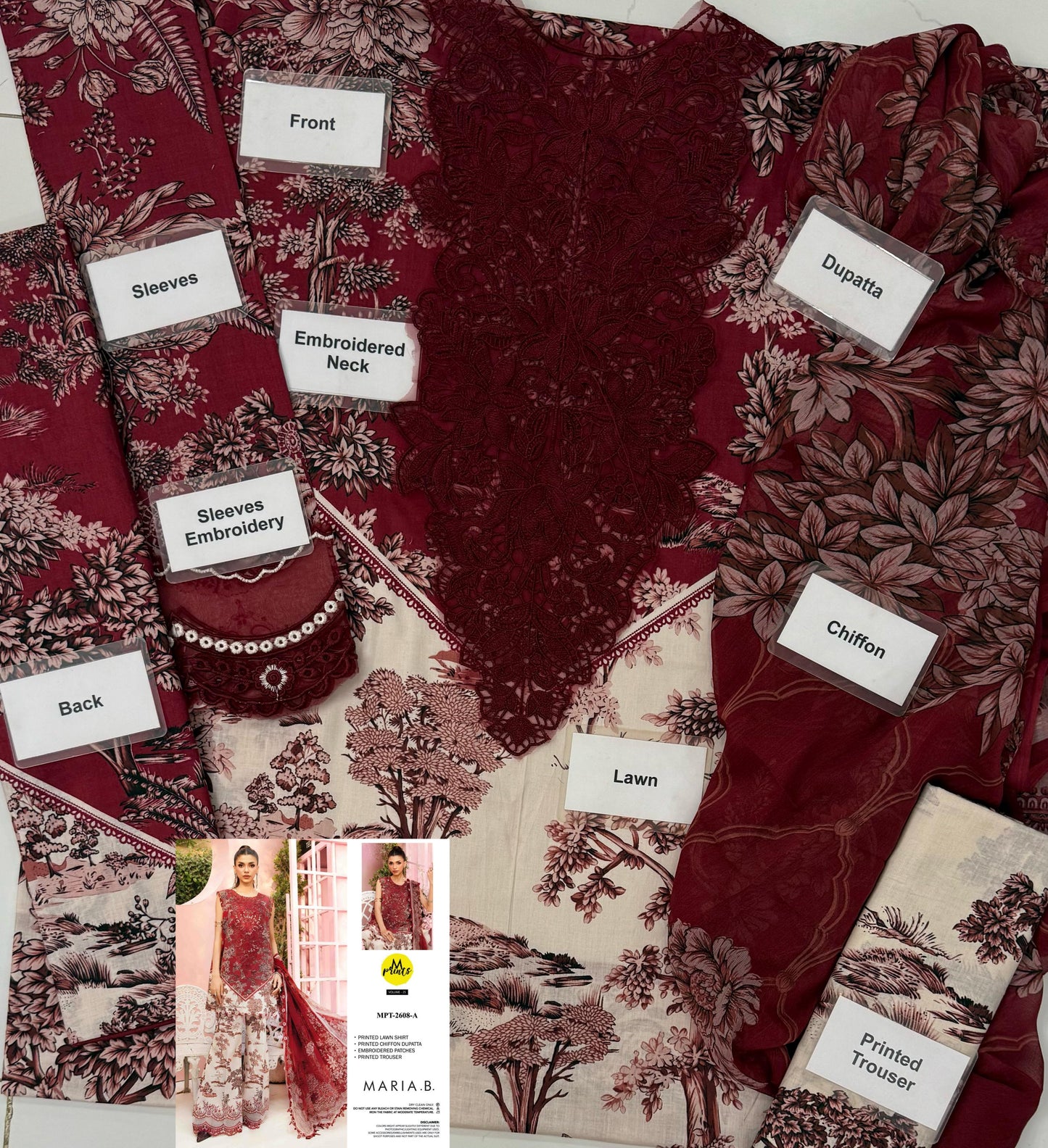 Maria b M Print Wz=774 3 Pcs Premium Pure Lawn With Chiffon Dupatta 2025