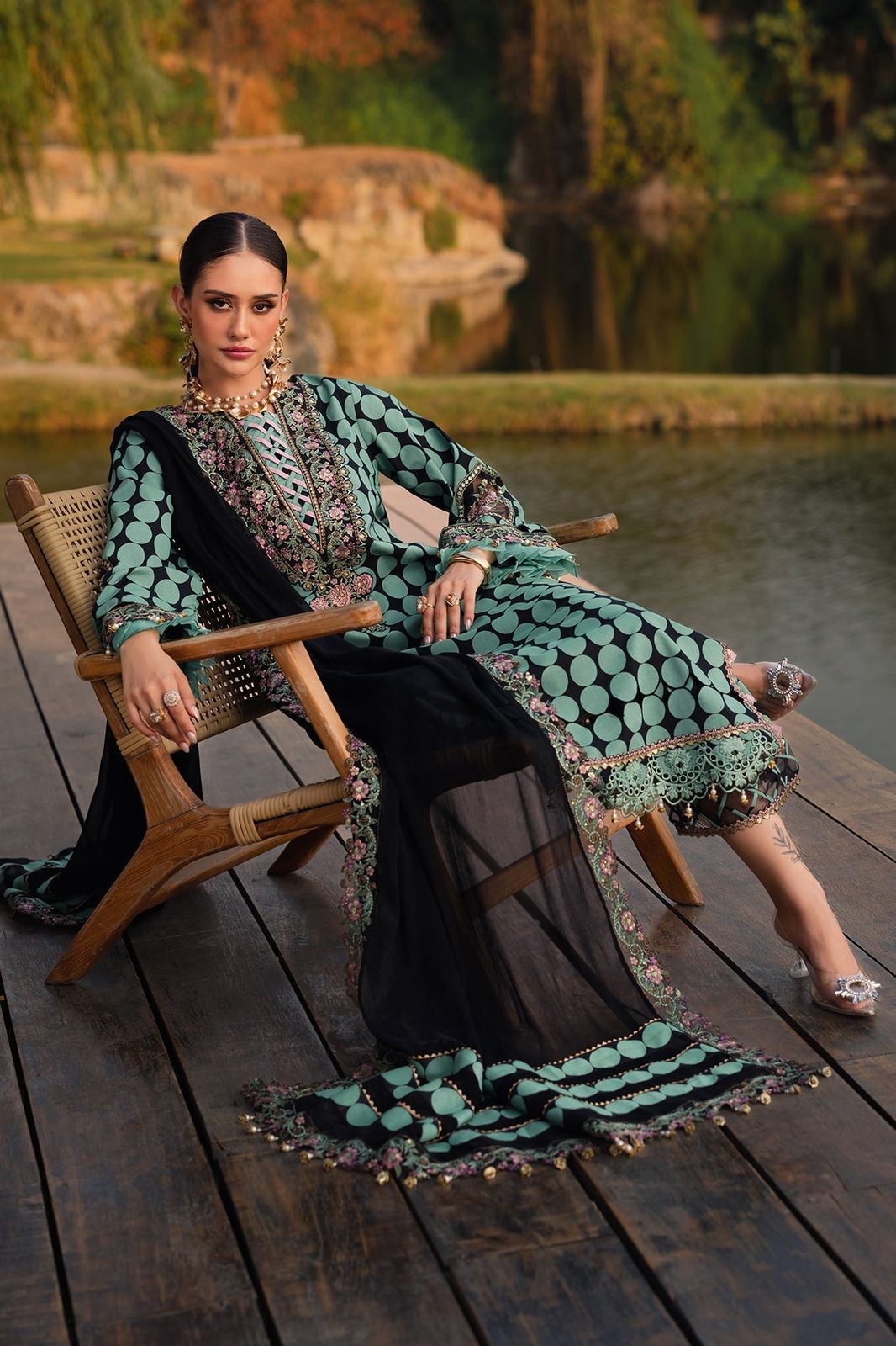 Charizma Wz=876 Pulka Dot Hot Article Premium Pure LAwn With Chiffon Duppata 2025
