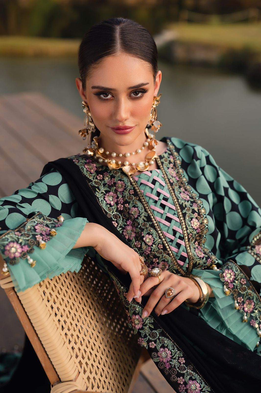 Charizma Wz=876 Pulka Dot Hot Article Premium Pure LAwn With Chiffon Duppata 2025