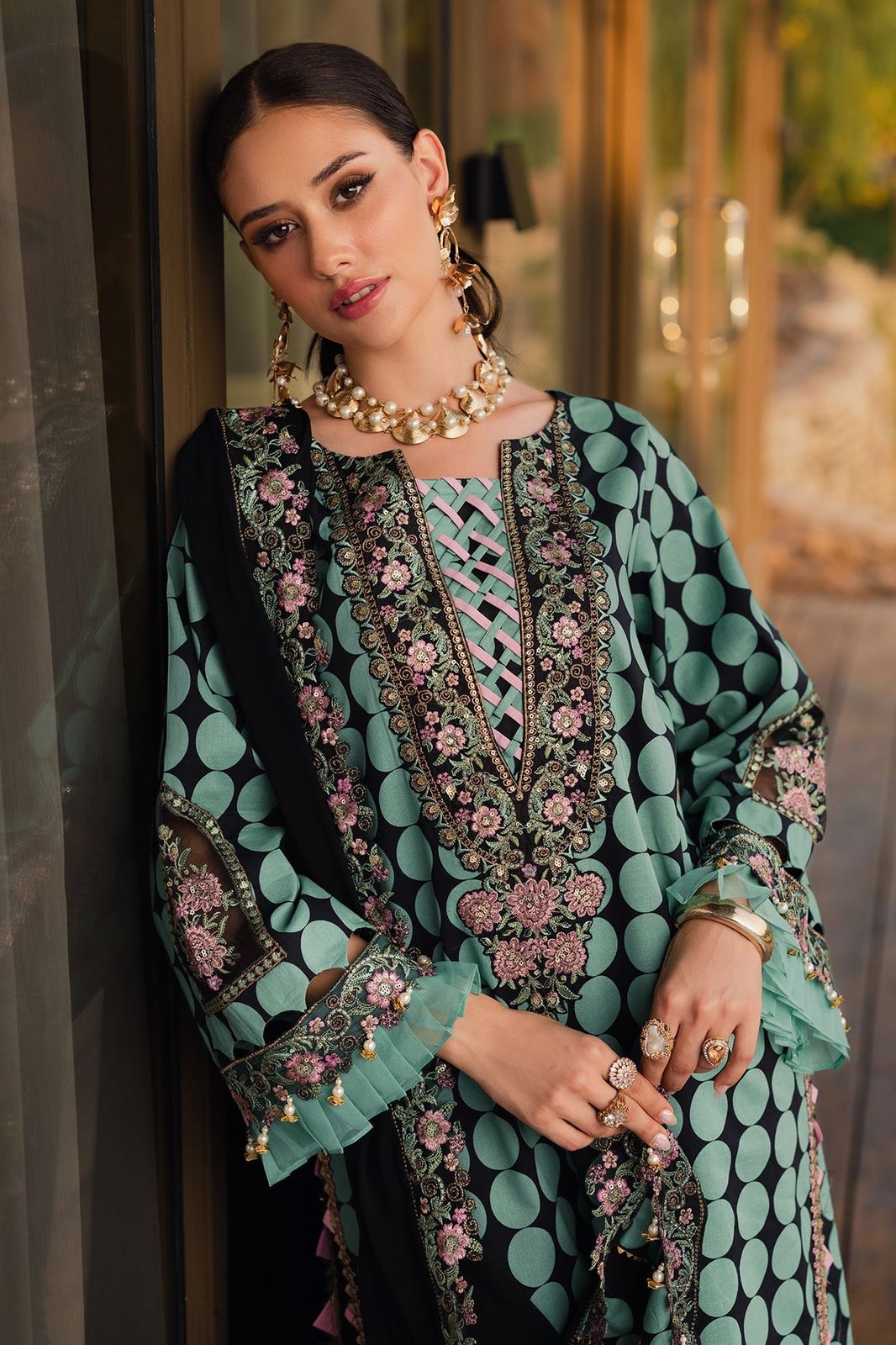 Charizma Wz=876 Pulka Dot Hot Article Premium Pure LAwn With Chiffon Duppata 2025
