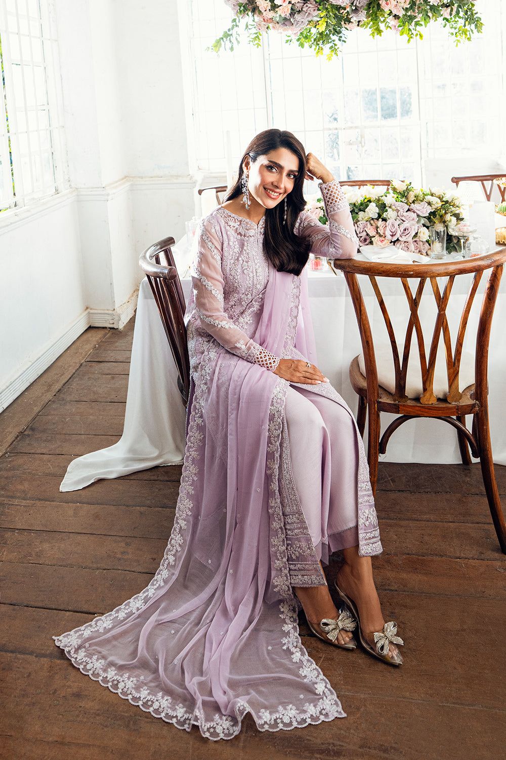 Azure Most Beautiful Pink Design Pure Chiffon Dress Party Wear 2025
