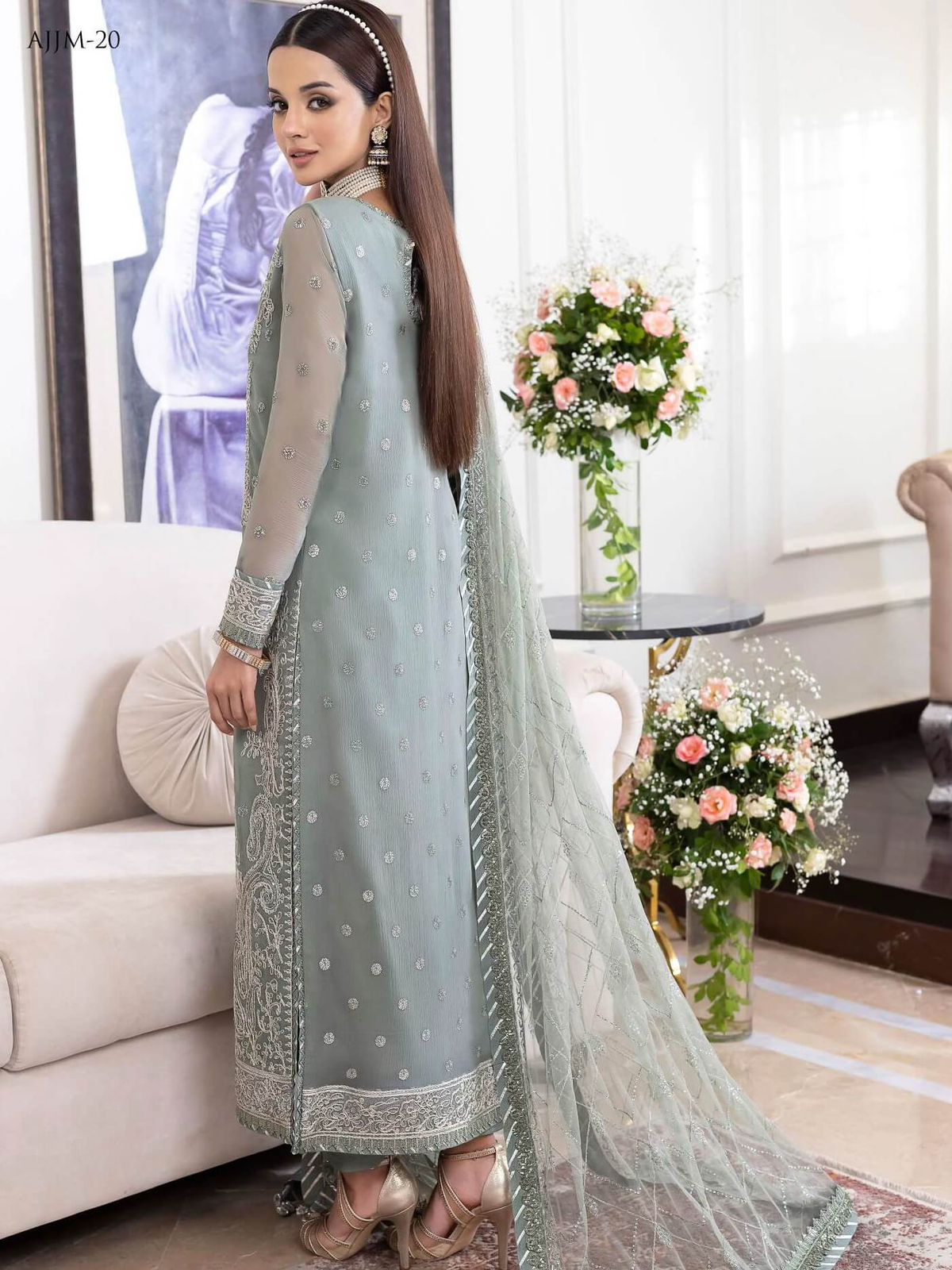 Asim Jofa Jhilmil Semi Pure Chiffon Pakistani Dress 2025