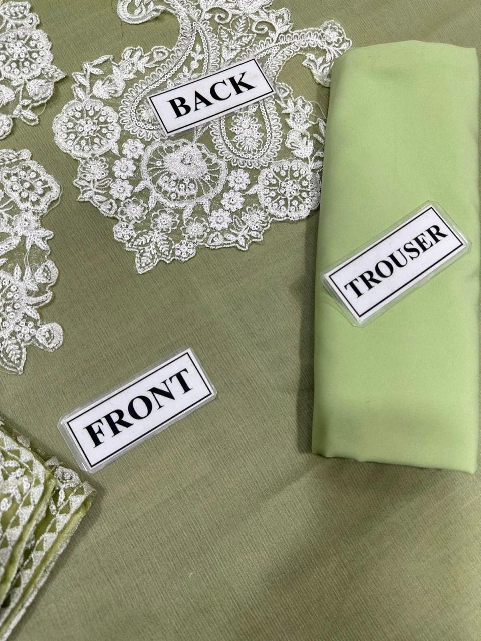 Asim Jofa Light Green Semi Pure Chiffon Pakistani Dress 2025