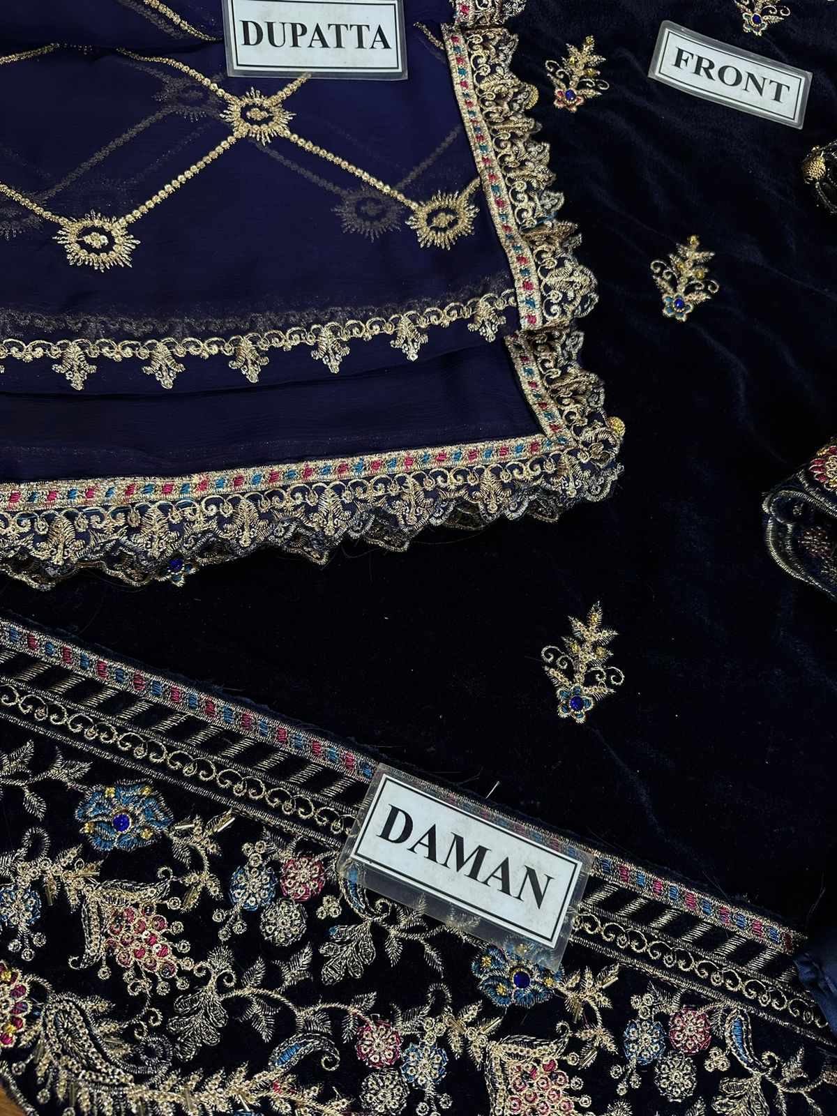 Emaan Adeel Velvet Dress With Chiffon Duppata Wedding Collection 2025
