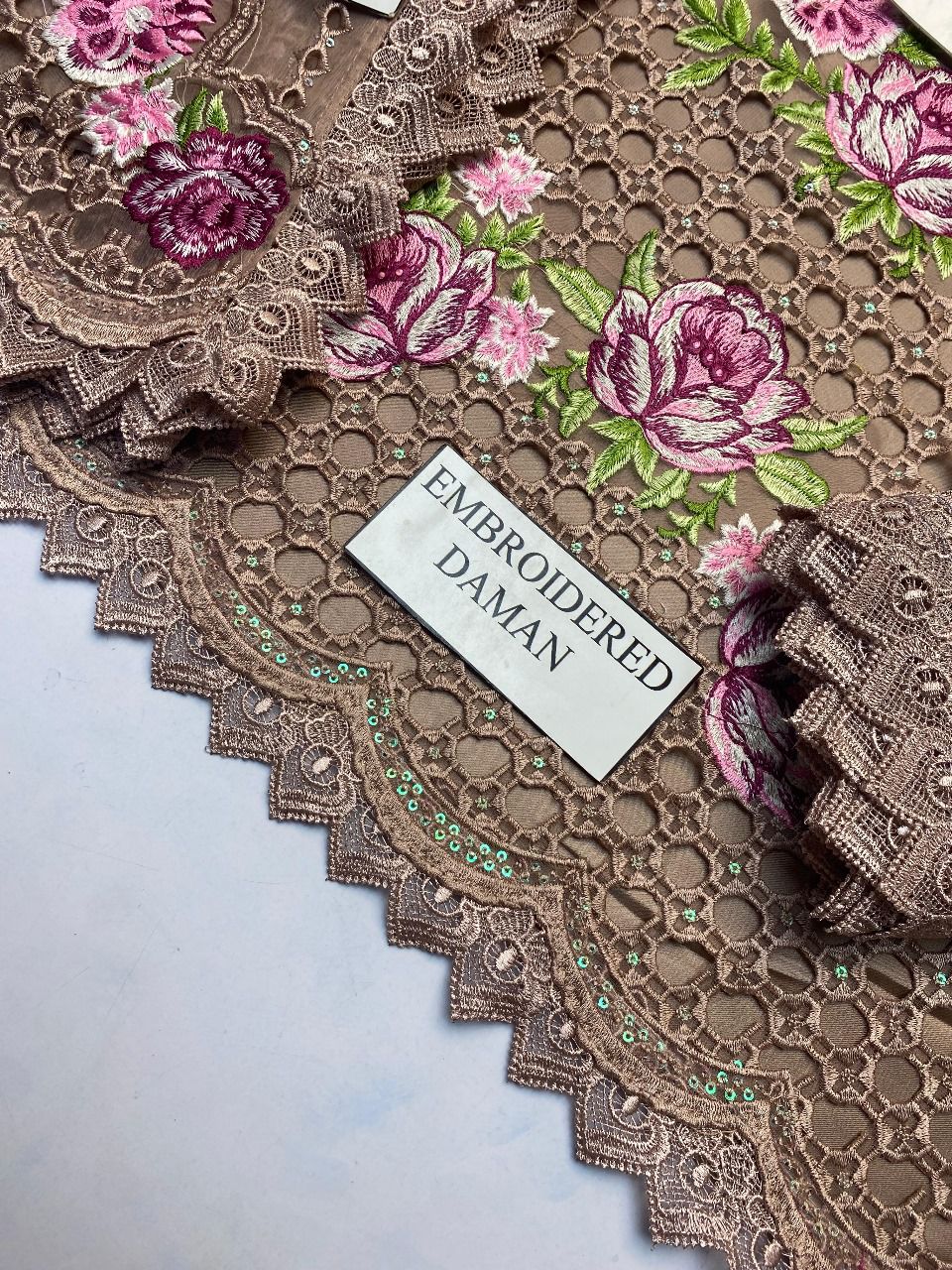 Aneela Wz 212 Peach Premium Pure Organza Chikankari 2025