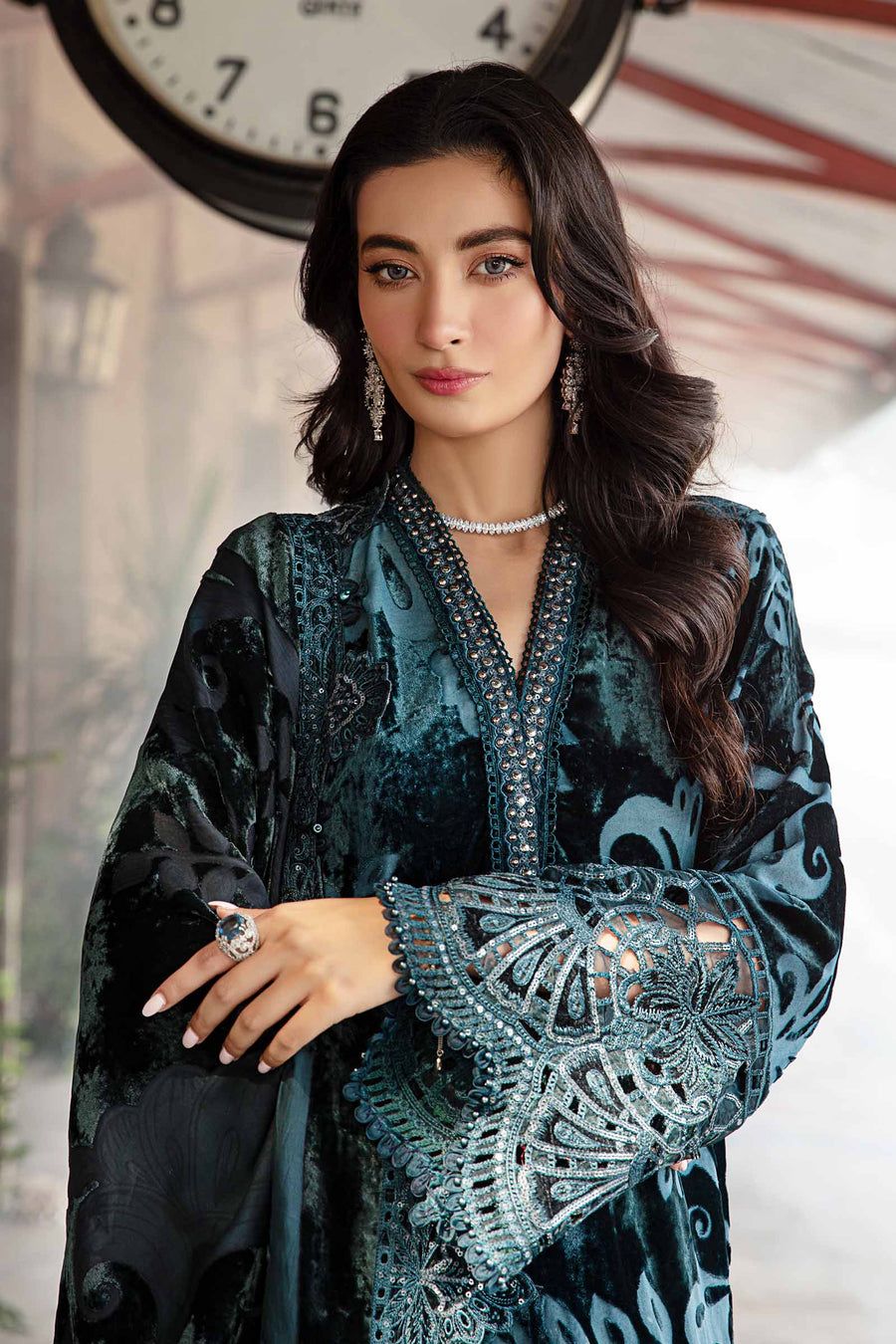 Maria b Black Zinc VElvet most Hit Dress 2025