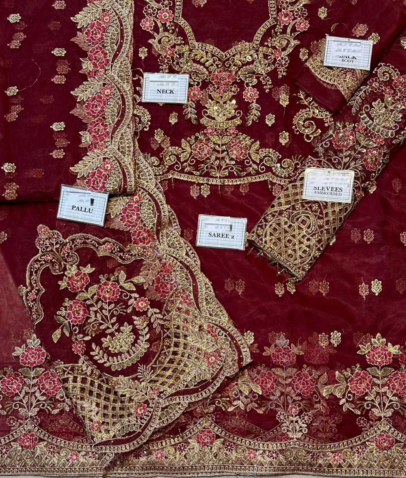 Maria b Maroon Beauty Exclusive Saree Soft Net 2025
