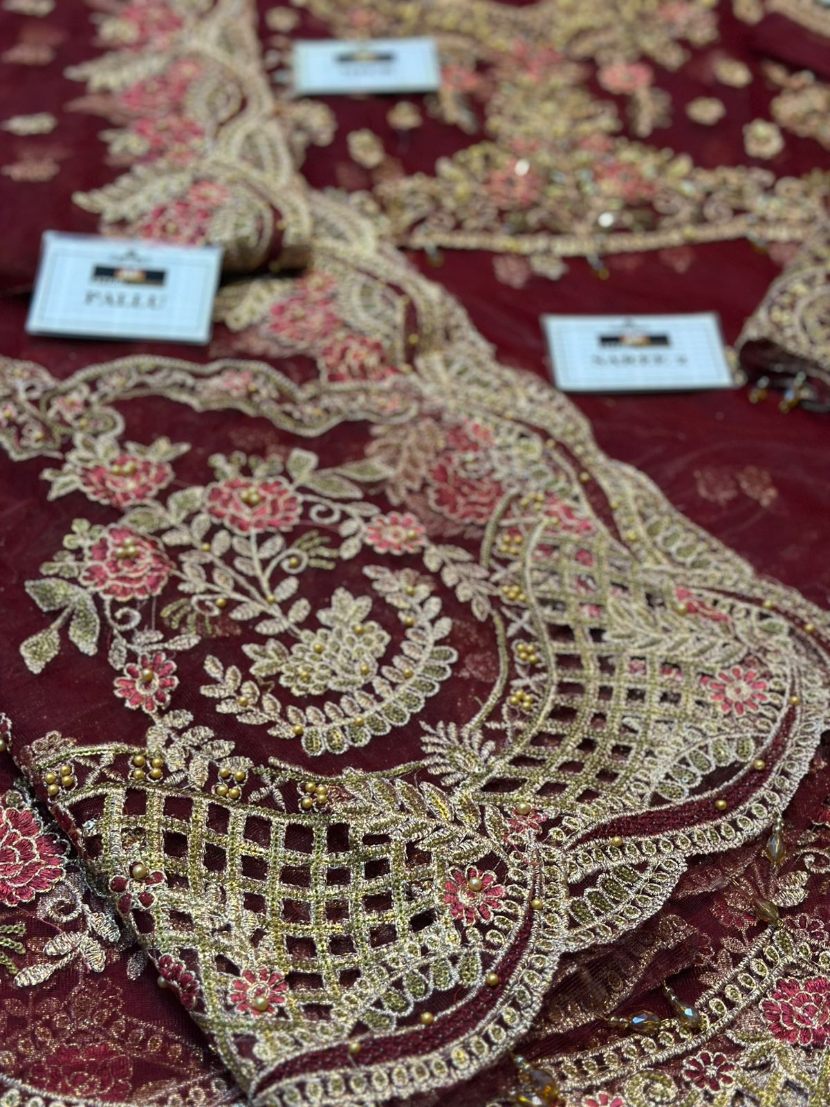 Maria b Maroon Beauty Exclusive Saree Soft Net 2025