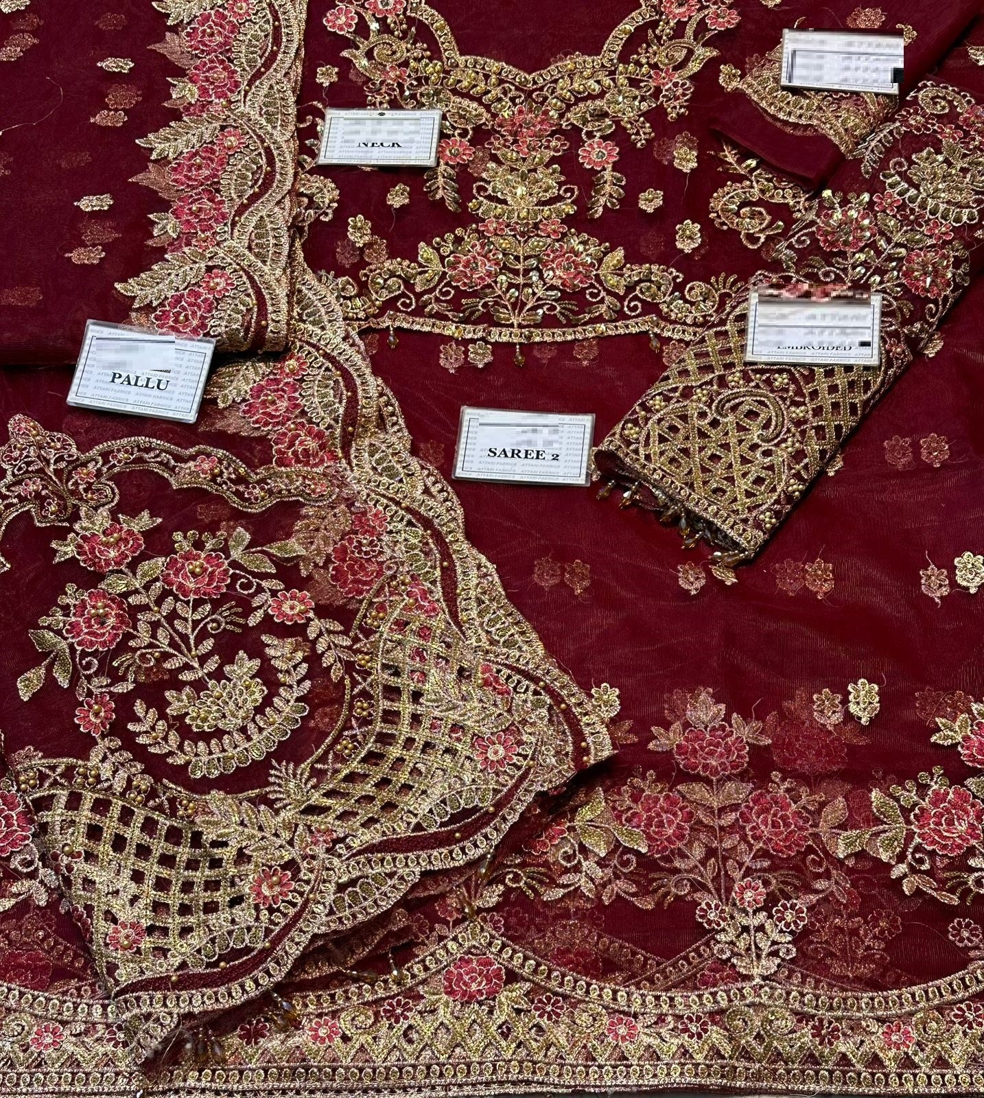 Maria b Maroon Beauty Exclusive Saree Soft Net 2025