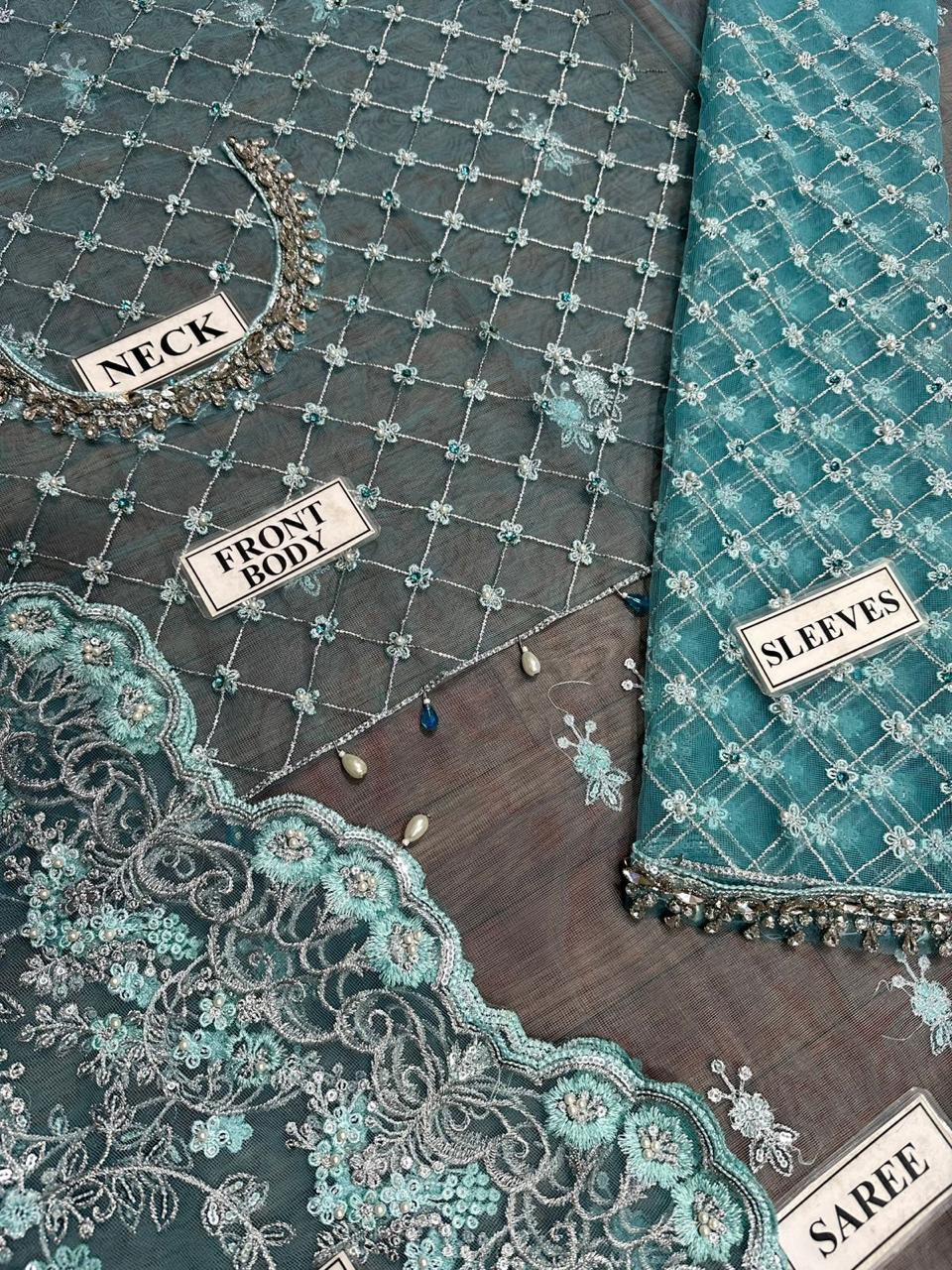 Maria b Wz=02 Bridal Beautiful Saree Wedding Saree Net Fabric 2025