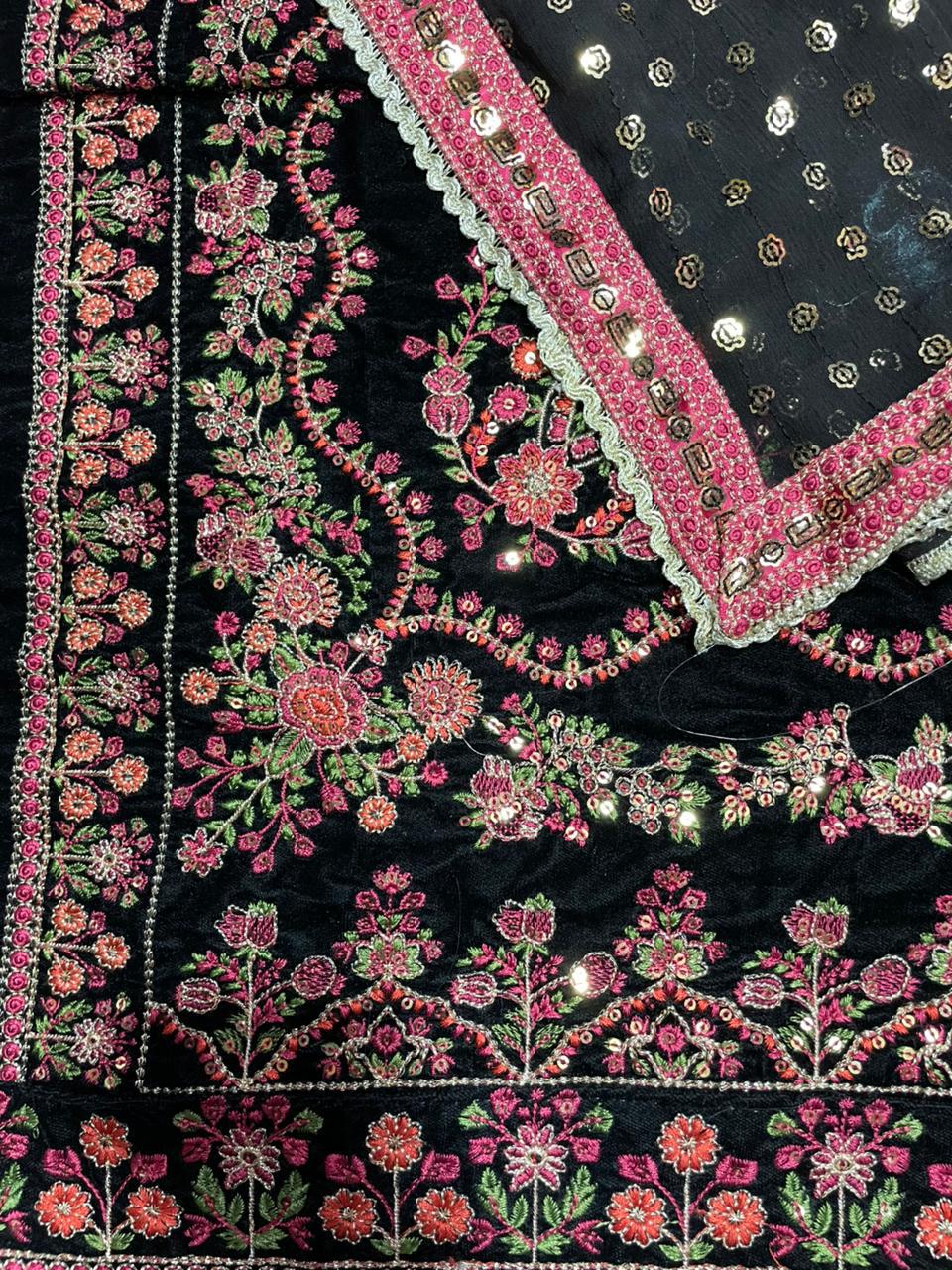 Aneela's Wz-03 New Black & Pink Velvet Most Beautiful Design 2025