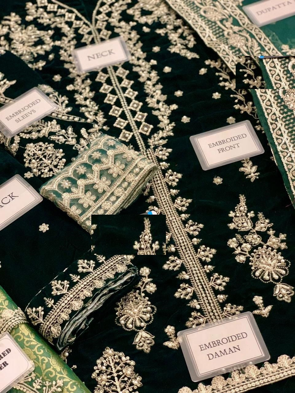 Qalamkar Velvet Black Beauty Dress With Chiffon Emb Duppata 2025