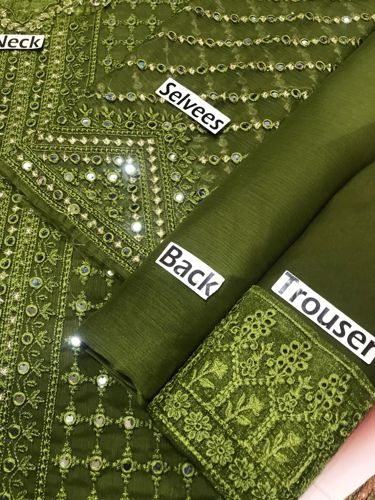 Azure X Laiba Khan Chiffon Green Mehndi Most Beautiful 9mm Work Dress 2025