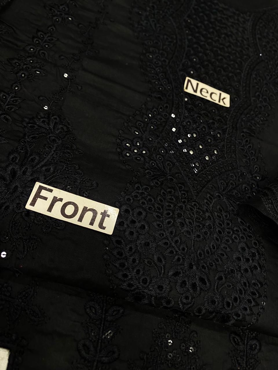 Nureh X Sana Jawed Black Beauty Premium Pure Lawn Chikankari With Organza Emb Duppata 26